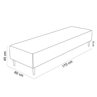 Kit 02 Puffs Decorativo Sala De Estar Bali W01 Pés Palito 170x60cm Bouclê Cinza - Lyam Decor