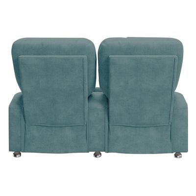 Poltrona Reclinável 2 Lugares Sala De Cinema Romeo F05 Veludo Azul Claro