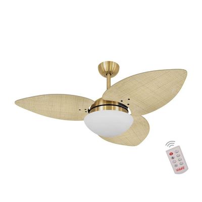 Ventilador De Teto Dourado 3 Pás Palmae Natural 220V 220V