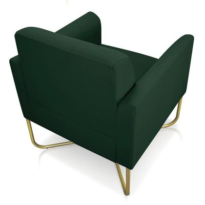 02 Poltronas Marisa Suede Base X Industrial Dourada Verde