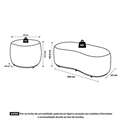 Conjunto 02 Puffs Decorativos Living Aisha Orgânico Veludo Bege - Desk Design