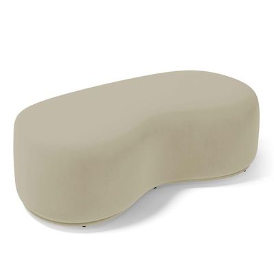 Conjunto 02 Puffs Decorativos Living Aisha Orgânico Veludo Bege - Desk Design