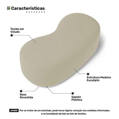 Conjunto 02 Puffs Decorativos Living Aisha Orgânico Veludo Bege - Desk Design