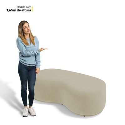 Conjunto 02 Puffs Decorativos Living Aisha Orgânico Veludo Bege - Desk Design