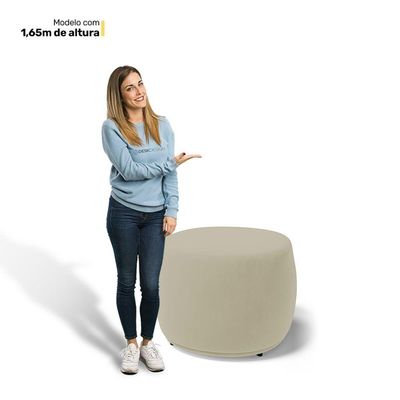 Conjunto 02 Puffs Decorativos Living Aisha Orgânico Veludo Bege - Desk Design