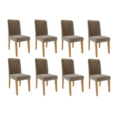 Kit 8 Cadeiras Sala Jantar Nicole 8 Un Nature Suede Joli Chocolate Cimol