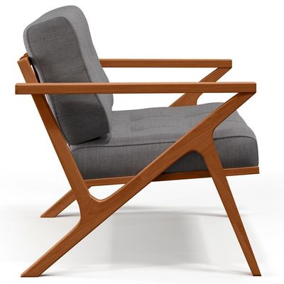 Poltrona Decorativa Sala De Estar Com Cintas De Corano Laís B04 Linho Cinza Escuro