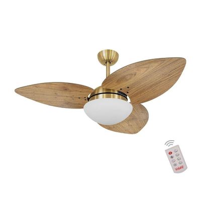 Ventilador De Teto Dourado 3 Pás Rádica Freijó 220V 220V