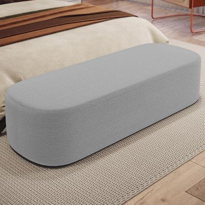 Puff Decorativo Orgânico Para Living Quarto 160cm Doha W01 Bouclê Cinza - Lyam Decor