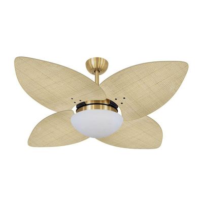 Ventilador De Teto Dourado 4 Pás Palmae Natural 127V 110V