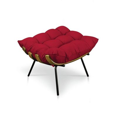 Puff Decorativo Costela Sala E Escritório Suede Vermelho