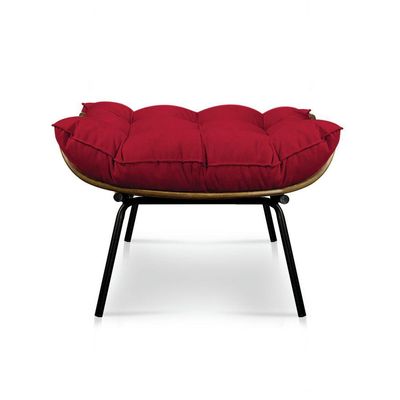 Puff Decorativo Costela Sala E Escritório Suede Vermelho