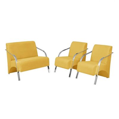 Conjunto Poltronas Vênus Braço Alumínio D Salla Amarelo