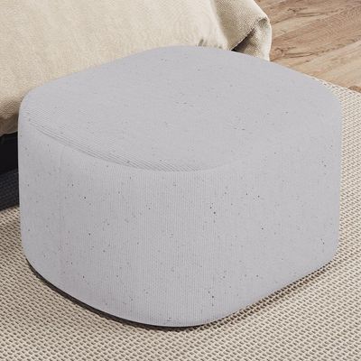 Kit 2 Puffs Decorativos Orgânico Para Living Quarto 70cm Doha W01 Linho Cinza - Lyam Decor