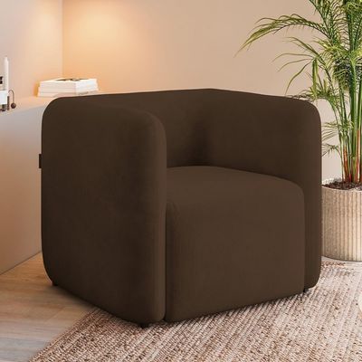 Kit 02 Poltronas Decorativas Para Sala De Estar Fixa Living Peônia K01 Veludo Marrom