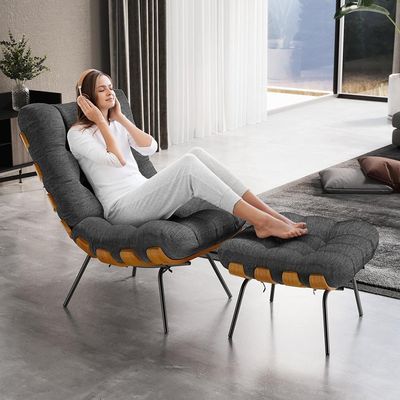 Kit 2 Poltronas Decorativas Costela L02 Linho Cinza Escuro - Lyam Decor