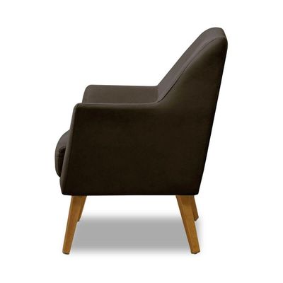 Poltrona Decorativa Bordada Magali Veludo Marrom Lansofbr