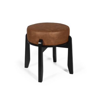 Puff Estofado Vira Mesa Redondo New Liz Em Madeira Marrom/preto - Straub Web