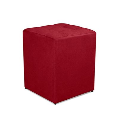 Kit 2 Puff Quadrado Decorativo Suede Cor:vermelho Escuro