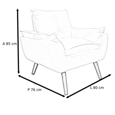 Poltrona-cadeira Decorativa Glamour Opala Chumbo Smf Decor
