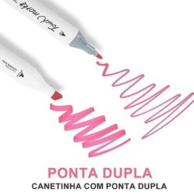 Conjunto De Canetas Marcador Permanente Ponta Dupla 80 Cores