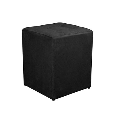 Kit 2 Puff Quadrado Decorativo Suede Cor:preto