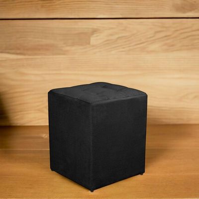 Kit 2 Puff Quadrado Decorativo Suede Cor:preto