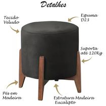 Puf Puff Para Sala Lhor Veludo Preto Rm Preto