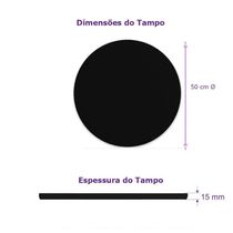 Tampo Redondo 50cm Para Mesa Mdf 15mm Preto