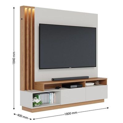 Estante Home Theater Humaitá Off White Matte Freijó Para Tv De 75 - Colibri Off White Matte Freijó