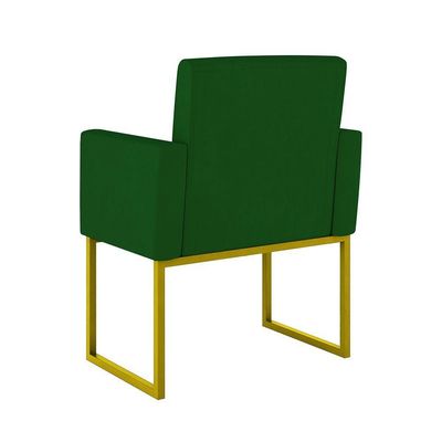 Kit 2 Poltrona Cadeira Decorativa Recepção Base Ferro Dourado Cor:verde