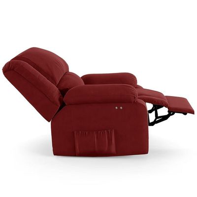 Poltrona Do Papai Reclinável Sala De Cinema Barcelona Touch Usb Veludo Vermelho