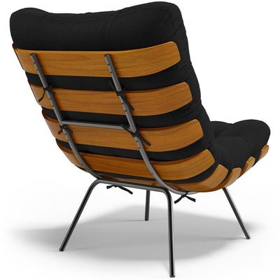 Kit 2 Poltronas Decorativas Costela L02 Bouclê Preto - Lyam Decor