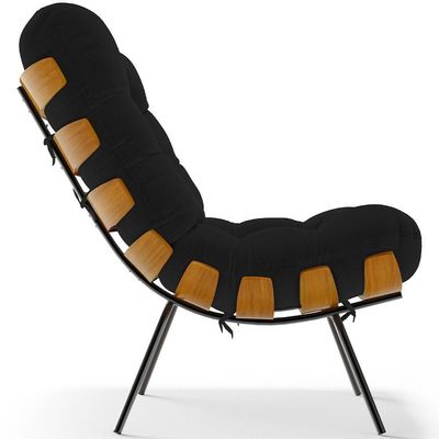 Kit 2 Poltronas Decorativas Costela L02 Bouclê Preto - Lyam Decor