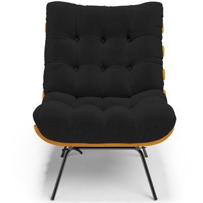Kit 2 Poltronas Decorativas Costela L02 Bouclê Preto - Lyam Decor