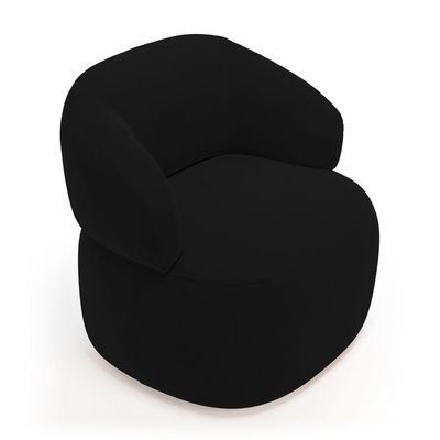 Kit Poltrona Giratória E Sofá Orgânico Living Glee 03 Lugares 170cm Veludo Preto - Desk Design