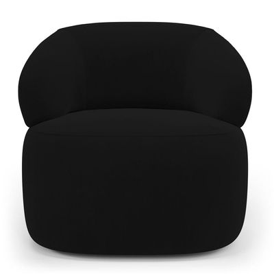 Kit Poltrona Giratória E Sofá Orgânico Living Glee 03 Lugares 170cm Veludo Preto - Desk Design