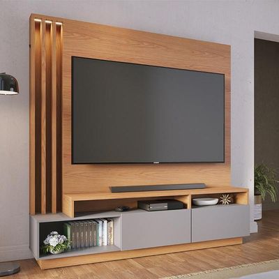 Estante Home Theater Humaitá Freijó Cinza Fosco Para Tv De 75 - Colibri Freijó Cinza