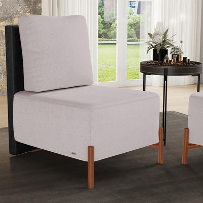 Kit 02 Poltronas Decorativas Sala De Estar Living Hungria L02 Couríssimo Preto Linho Bege - Lyam