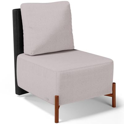 Kit 02 Poltronas Decorativas Sala De Estar Living Hungria L02 Couríssimo Preto Linho Bege - Lyam