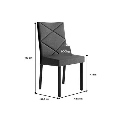 Cadeira Sala de Jantar 1737 Kit 2 Un Preto/Courino Preto - Carraro