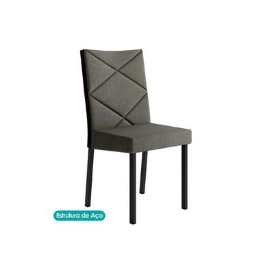 Cadeira Sala de Jantar 1737 Kit 2 Un Preto/Courino Preto - Carraro