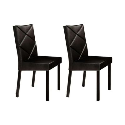 Cadeira Sala de Jantar 1737 Kit 2 Un Preto/Courino Preto - Carraro
