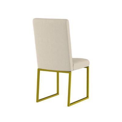 Kit 4 Cadeiras De Jantar Com Base De Ferro Dourado – Balaqui Cor:bege Bege