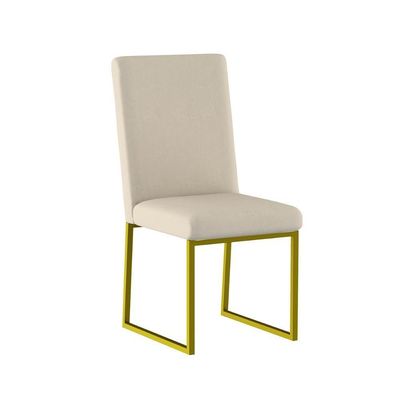 Kit 4 Cadeiras De Jantar Com Base De Ferro Dourado – Balaqui Cor:bege Bege