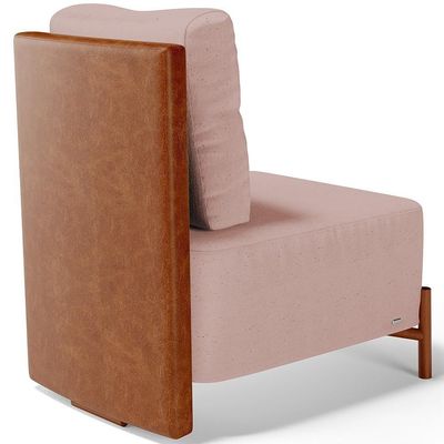 Kit 02 Poltronas Decorativas Sala De Estar Living Hungria L02 Couríssimo Camel Linho Rosê - Lyam
