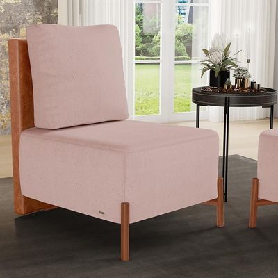 Kit 02 Poltronas Decorativas Sala De Estar Living Hungria L02 Couríssimo Camel Linho Rosê - Lyam