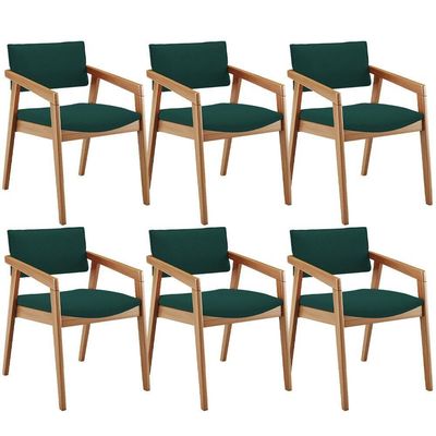 Kit 06 Cadeiras Para Sala De Jantar Estar Living Giorgia B04 Bouclê Verde - Lyam Decor