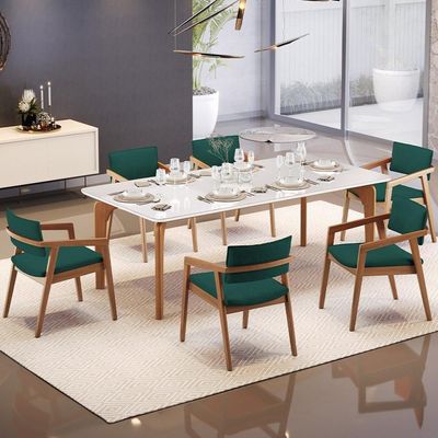Kit 06 Cadeiras Para Sala De Jantar Estar Living Giorgia B04 Bouclê Verde - Lyam Decor