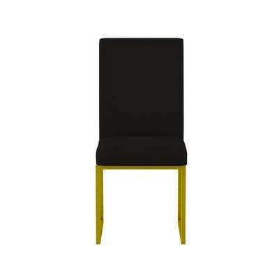 Kit 4 Cadeiras De Jantar Com Base De Ferro Dourado – Balaqui Cor:preto Preto